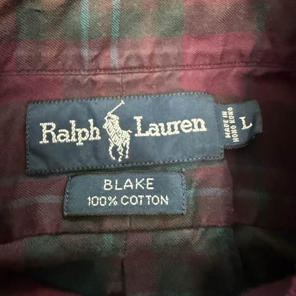 Ralph Lauren shirt men's large Blake plaid blue pony cotton button down preppy - Picture 9 of 10
